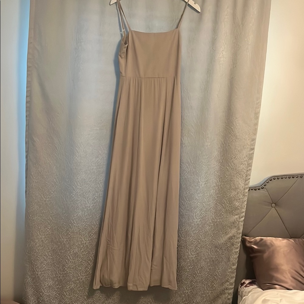 Elegant Beige Spaghetti Strap Dress